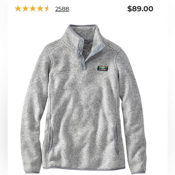 XS ll bean women sweater fleece pullover Heather grey - Picture 9 of 9